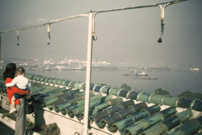 Yokohama, Japan - a woman with a baby, watching the sea_1945 (1)