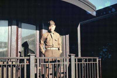 A soldier on the veranda