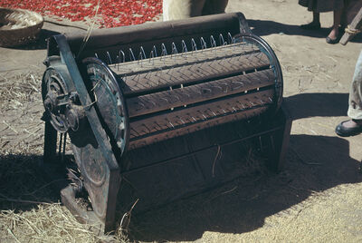 A foot pedal thresher