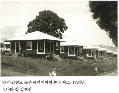 빅 아일랜드 동부 해안지방의 농장 숙소. 1924년. 로버타 장 컬렉션.