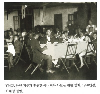 YMCA 한인 지부가 후원한 아버지와 아들을 위한 연회. 1920년경. 이태성 앨범.